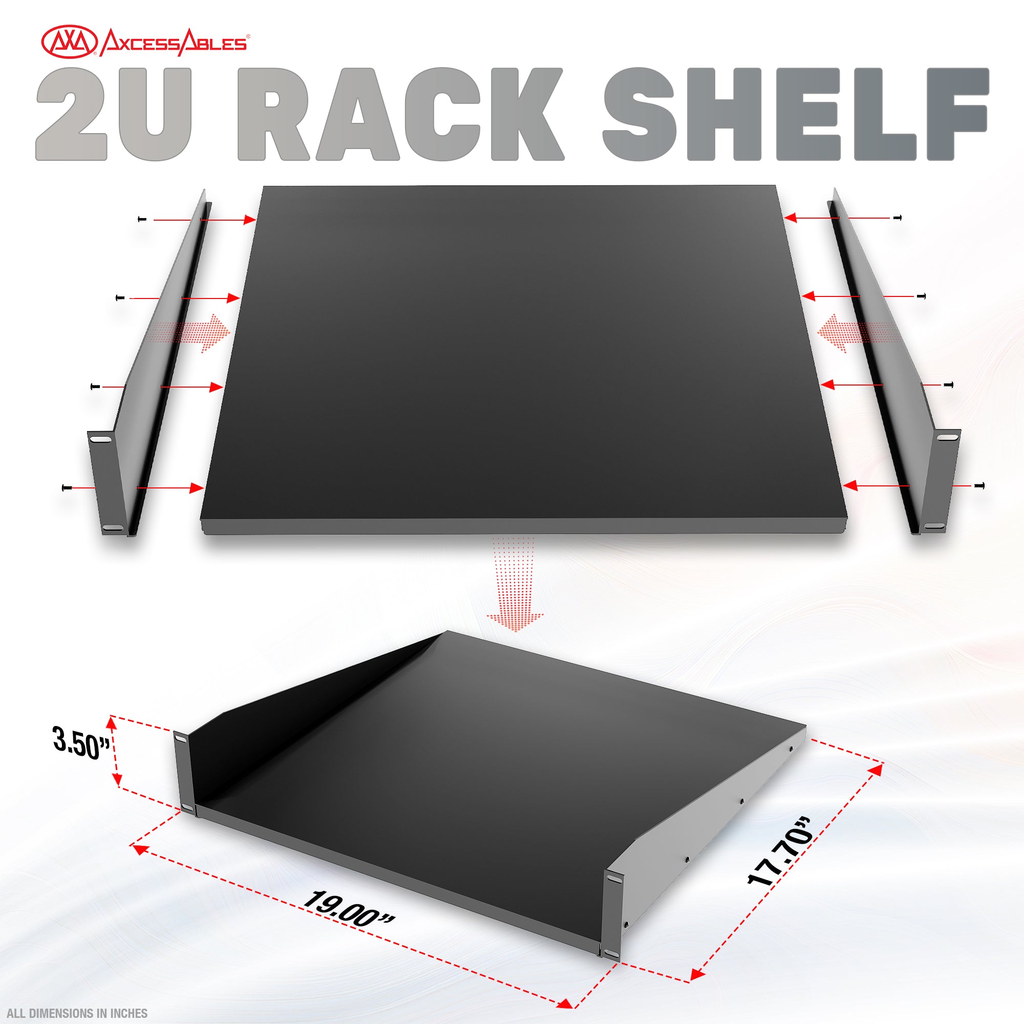 30U 19-Inch Open Frame Network &amp; AV Rack with 3 Shelves, Locking Wheels, Cage Nuts &amp; Wall Mount Kit