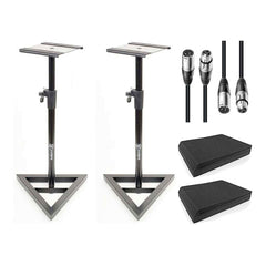 AxcessAbles Studio Monitor Speaker Stands Pair. 80lb Capacity per Stand. Adjustable Height 26" - 42". Metal Constructed Stands Ideal for Surround Sound, Bookshelf and Monitoring Speakers