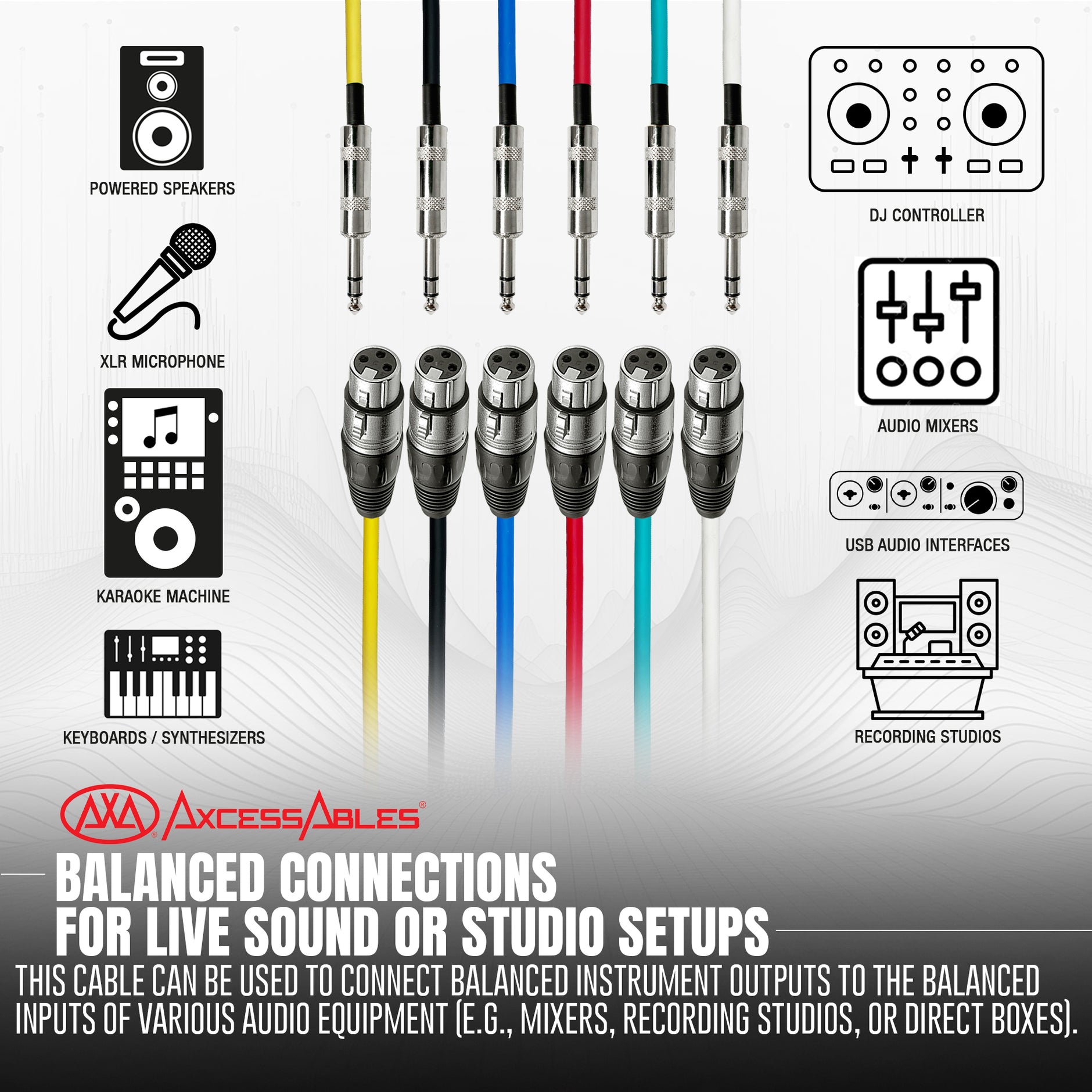 axcessables XLR Male to XLRメスマイクオーディオケーブル(2パック) ggw725x axcessables XLR Male to XLRメスマイクオーディオケーブル(2パック