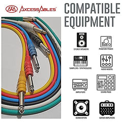 1/4-inch TS (Mono) Multi-Color Unbalanced  Patch Cables (6 Pack)