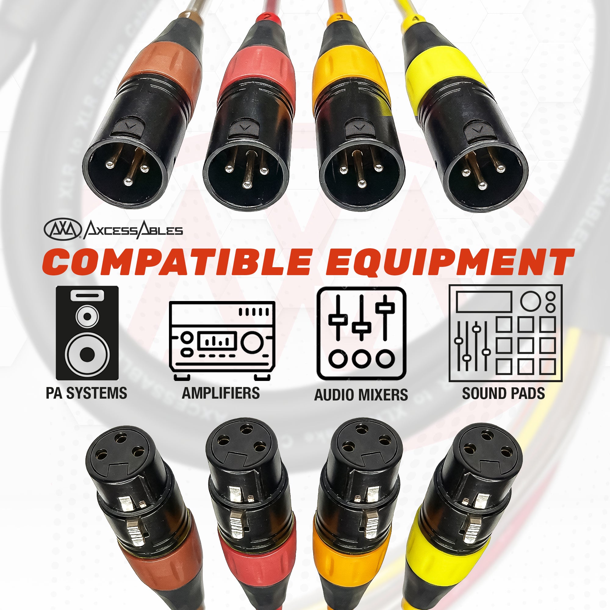 XLR 4-Channel Male to Female Multi-Color Snake Cable - 2 Pack