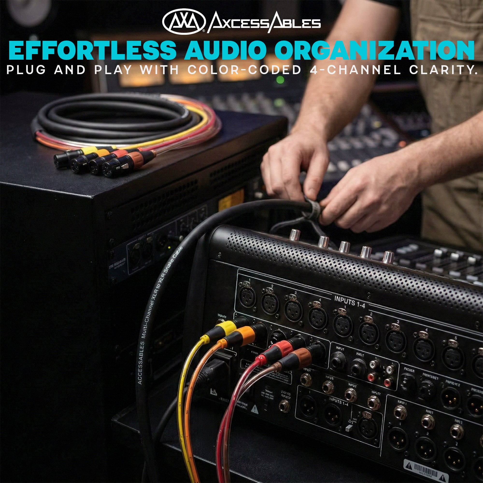 XLR 4-Channel Male to Female Multi-Color Snake Cable - 2 Pack