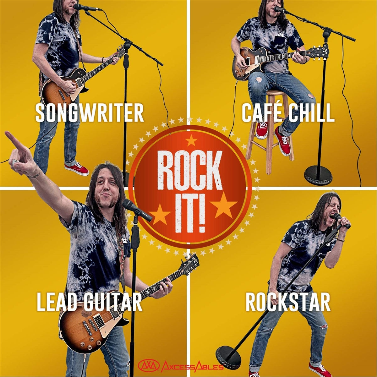 Quick Grip Height Adjustment Microphone Stand with Heavy Round Base and Boom Extension