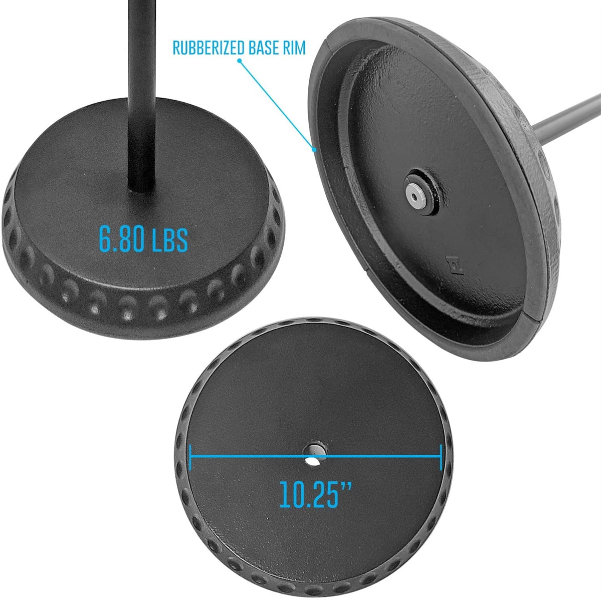 Quick Grip Height Adjustment Microphone Stand with Heavy Round Base and Boom Extension