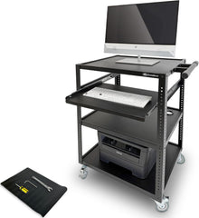 Mobile AV Utility Cart with Locking Casters and Pullout Keyboard Tray
