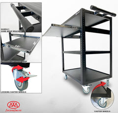 AxcessAbles Computer Cart on Wheels – 400 lb Capacity Metal AV Equipment Utility Workstation with Pull-Out Keyboard Tray & Locking Caster Wheels