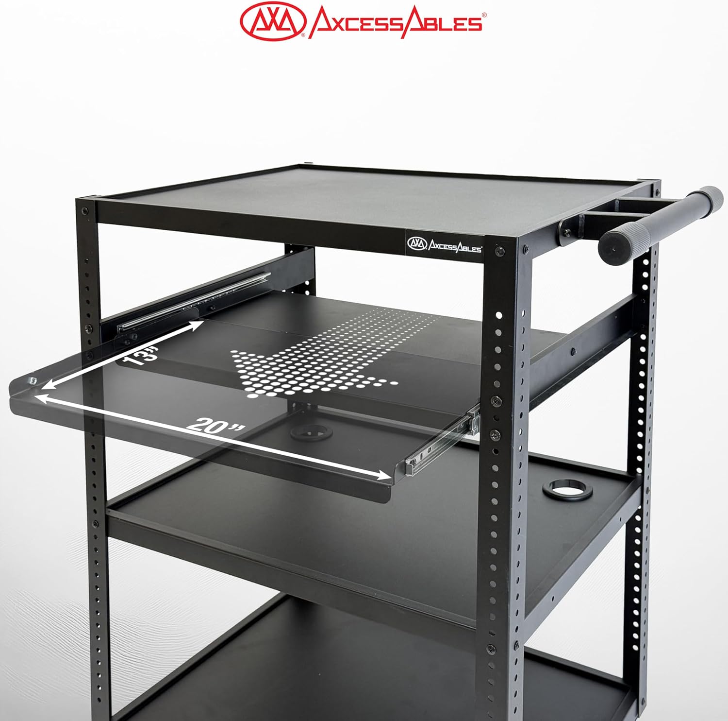 Mobile AV Utility Cart with Locking Casters and Pullout Keyboard Tray
