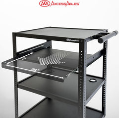 AxcessAbles Computer Cart on Wheels – 400 lb Capacity Metal AV Equipment Utility Workstation with Pull-Out Keyboard Tray & Locking Caster Wheels