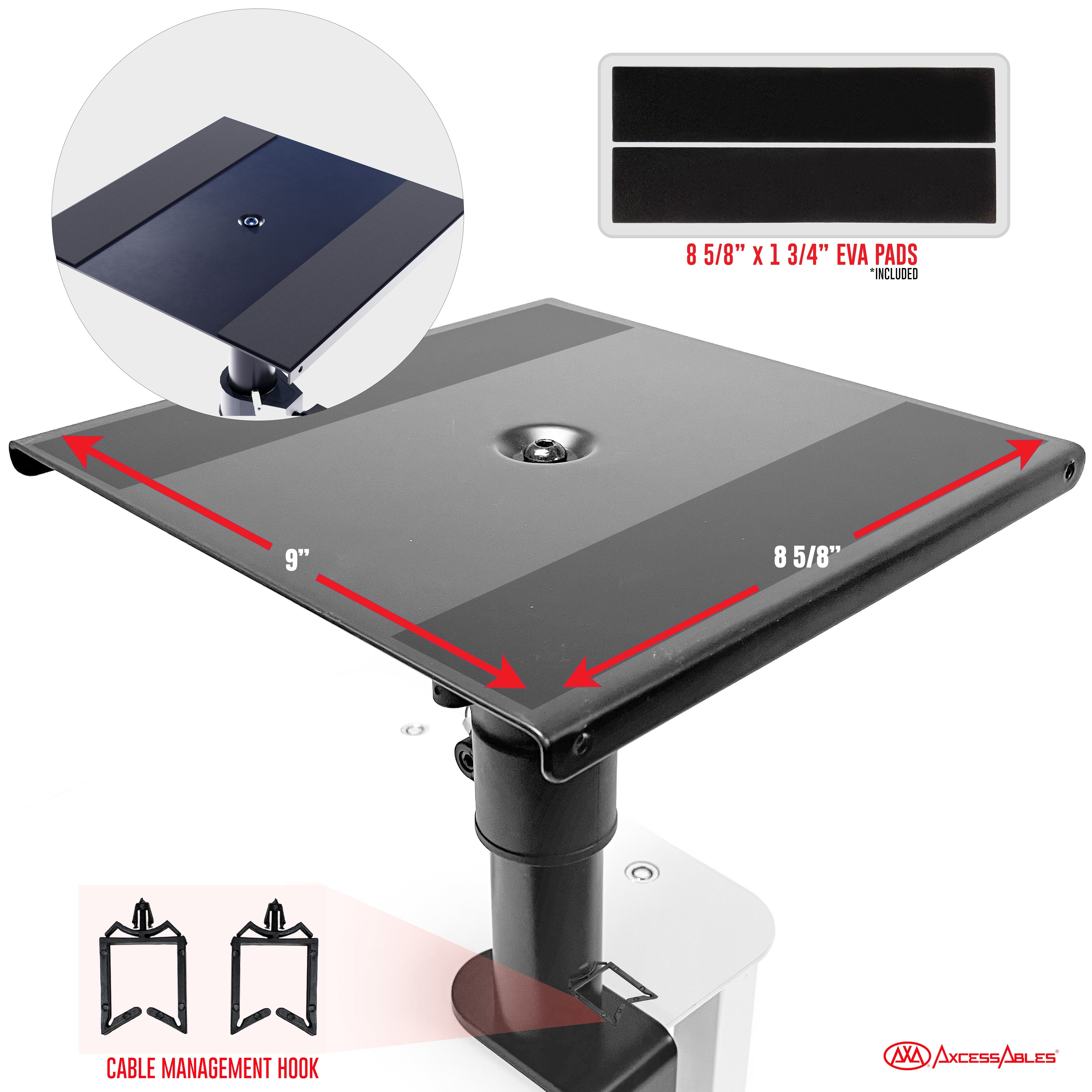 AxcessAbles Desktop Clamp-On Studio Monitor and Speaker Stands | Set of 2 Desktop Clamp Speaker Stands Short Studio Monitor Stands Height Adjustable