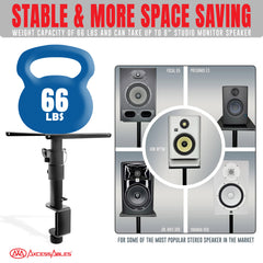 AxcessAbles Desktop Clamp-On Studio Monitor and Speaker Stands | Set of 2 Desktop Clamp Speaker Stands Short Studio Monitor Stands Height Adjustable