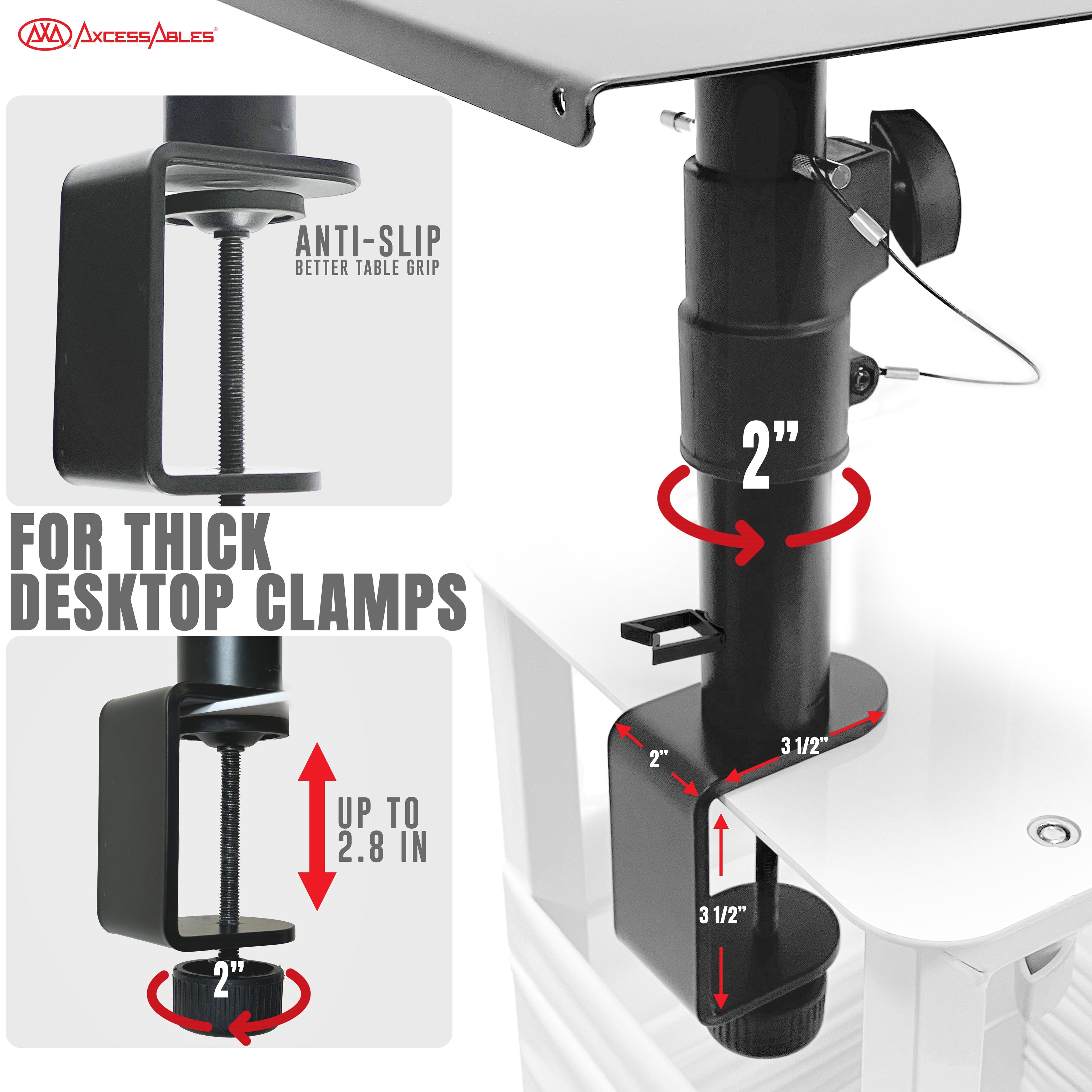 Desktop ClampOn Studio Monitor and Speaker Stands AxcessAbles Las