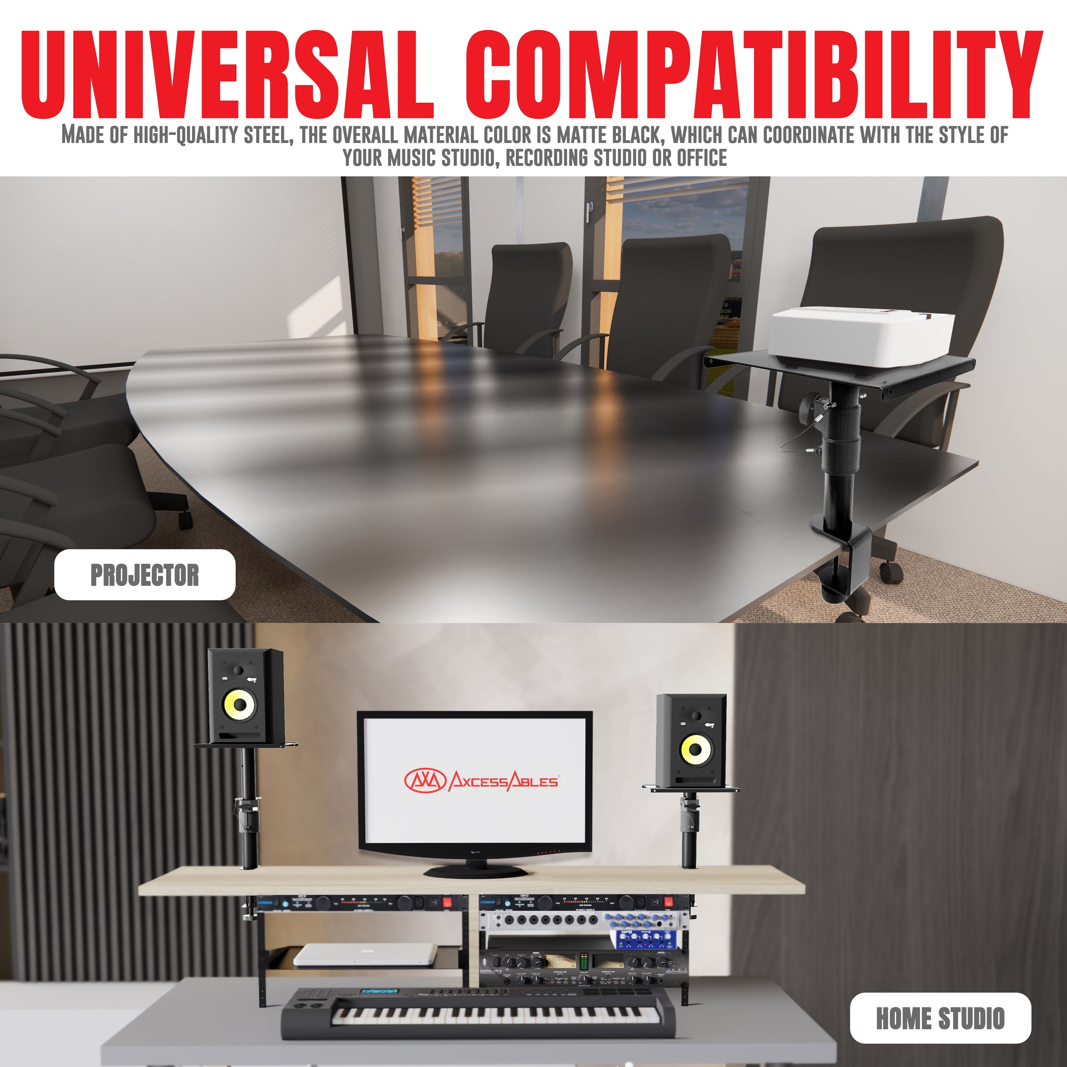 AxcessAbles Desktop Clamp-On Studio Monitor and Speaker Stands | Set of 2 Desktop Clamp Speaker Stands Short Studio Monitor Stands Height Adjustable