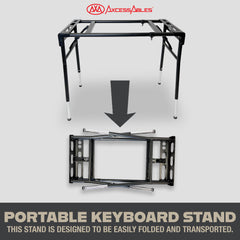 AxcessAbles KBS-BG Portable Folding Keyboard Stand Expandable 32" to 50"W 15"D Adjustable Height from 29" to 39" w/ Carrying Case for Transport and Storage
