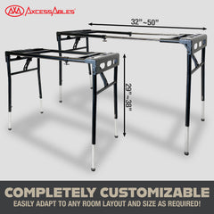 AxcessAbles KBS-BG Portable Folding Keyboard Stand Expandable 32" to 50"W 15"D Adjustable Height from 29" to 39" w/ Carrying Case for Transport and Storage