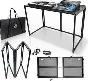 AxcessAbles Portable DJ Table XL, 54" x 27" Music Workstation with 35" Standing Height, 400lb Capacity | Collapsible DJ Booth for DJs, Guitar Techs & Recording