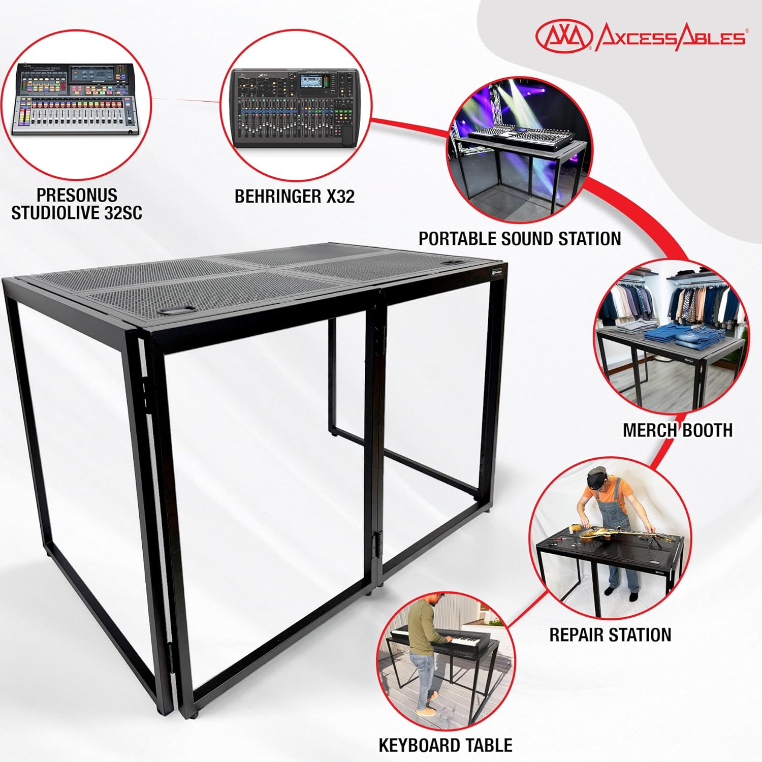 Portable DJ Table Mobile Mixing Console Workstation  Event Desk
