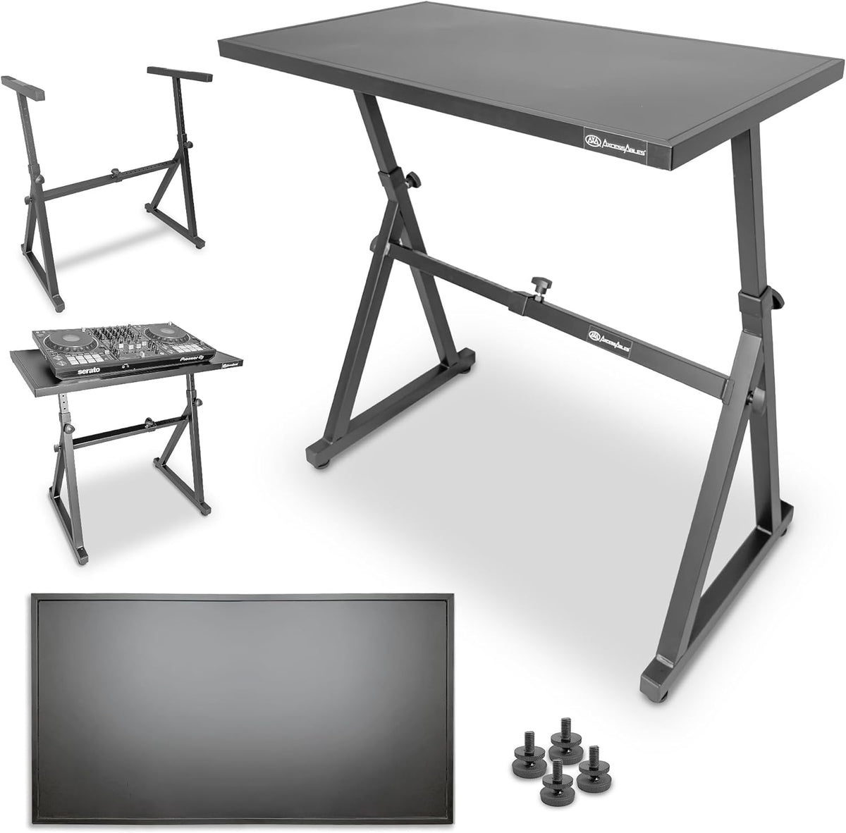 AxcessAbles KBS-FTT Adjustable Portable Keyboard Stand with Flat Tabletop – Heavy-Duty, 200lb Capacity, Steel Frame, Adjustable Height & Width – Perfect for Keyboards, DJ Controllers, Studios & More