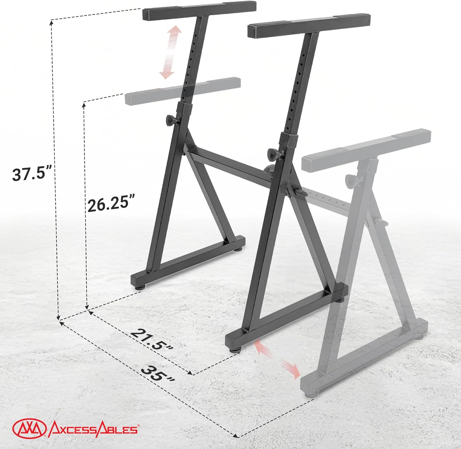 AxcessAbles KBS-FTT Adjustable Portable Keyboard Stand with Flat Tabletop – Heavy-Duty, 200lb Capacity, Steel Frame, Adjustable Height & Width – Perfect for Keyboards, DJ Controllers, Studios & More