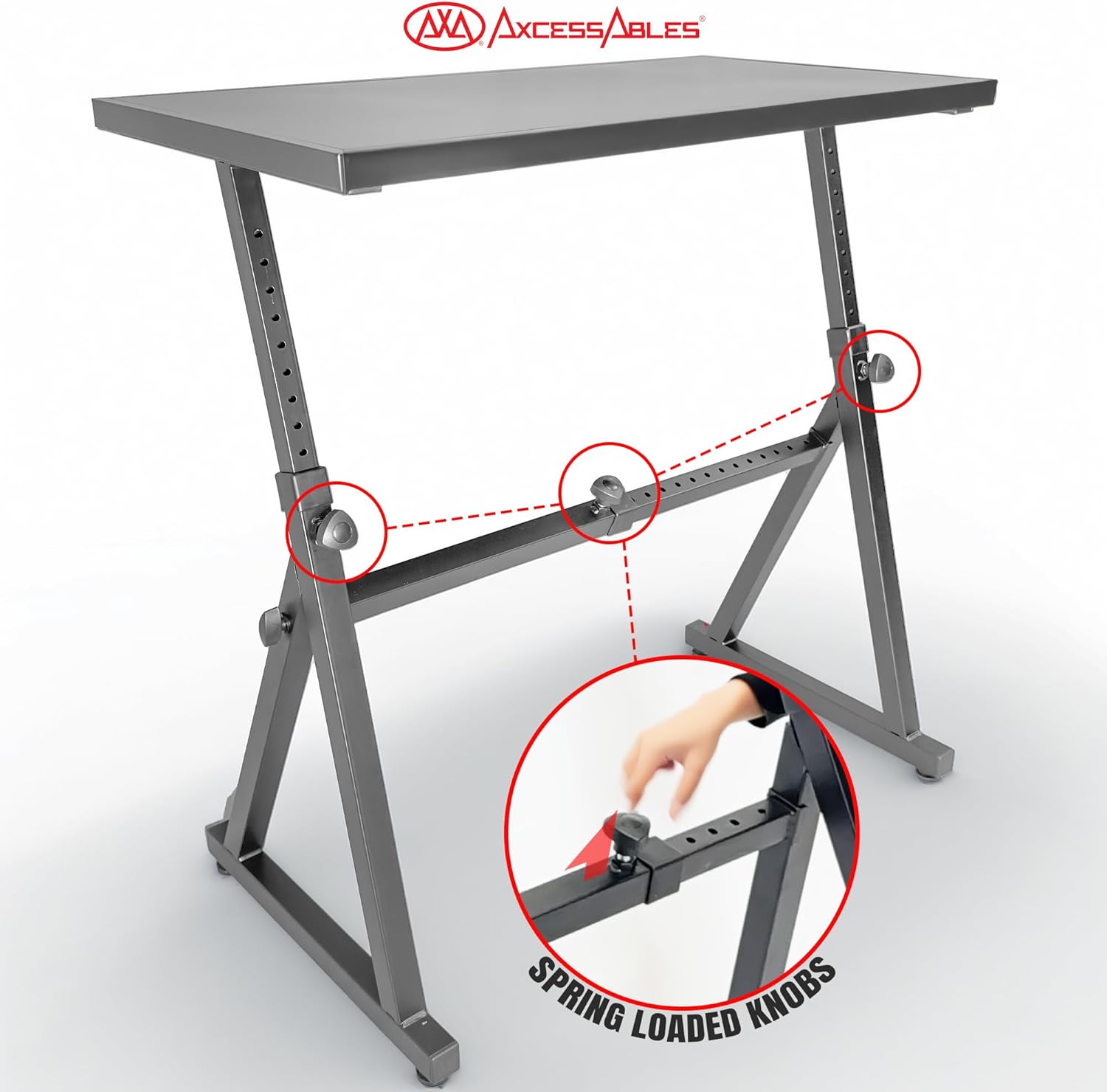 AxcessAbles KBS-FTT Adjustable Portable Keyboard Stand with Flat Tabletop – Heavy-Duty, 200lb Capacity, Steel Frame, Adjustable Height & Width – Perfect for Keyboards, DJ Controllers, Studios & More