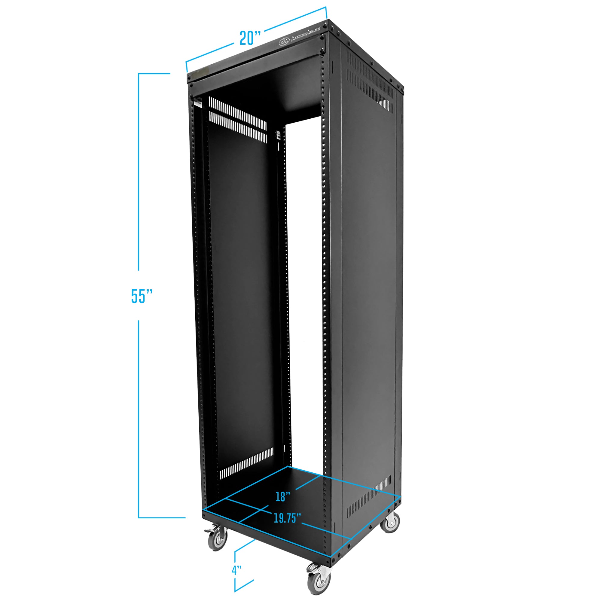 AxcessAbles RK 30U Rack-Mount Cabinet Case w/Caster Wheels (Compatible with US 10-32 (5mm) & European (6mm) Rack Standards.) Rack for AV, DJ, Home Theater, Network, Server, Computer, Electronics