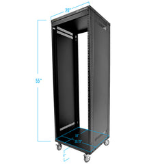 AxcessAbles RK 30U Rack-Mount Cabinet Case w/Caster Wheels (Compatible with US 10-32 (5mm) & European (6mm) Rack Standards.) Rack for AV, DJ, Home Theater, Network, Server, Computer, Electronics