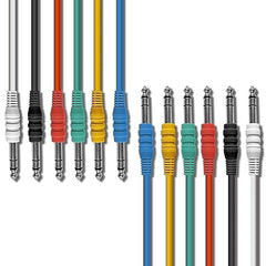 AxcessAbles 1/4" TRS to 1/4" TRS Balanced Stereo Patch Cables (6 Pack - 1ft)