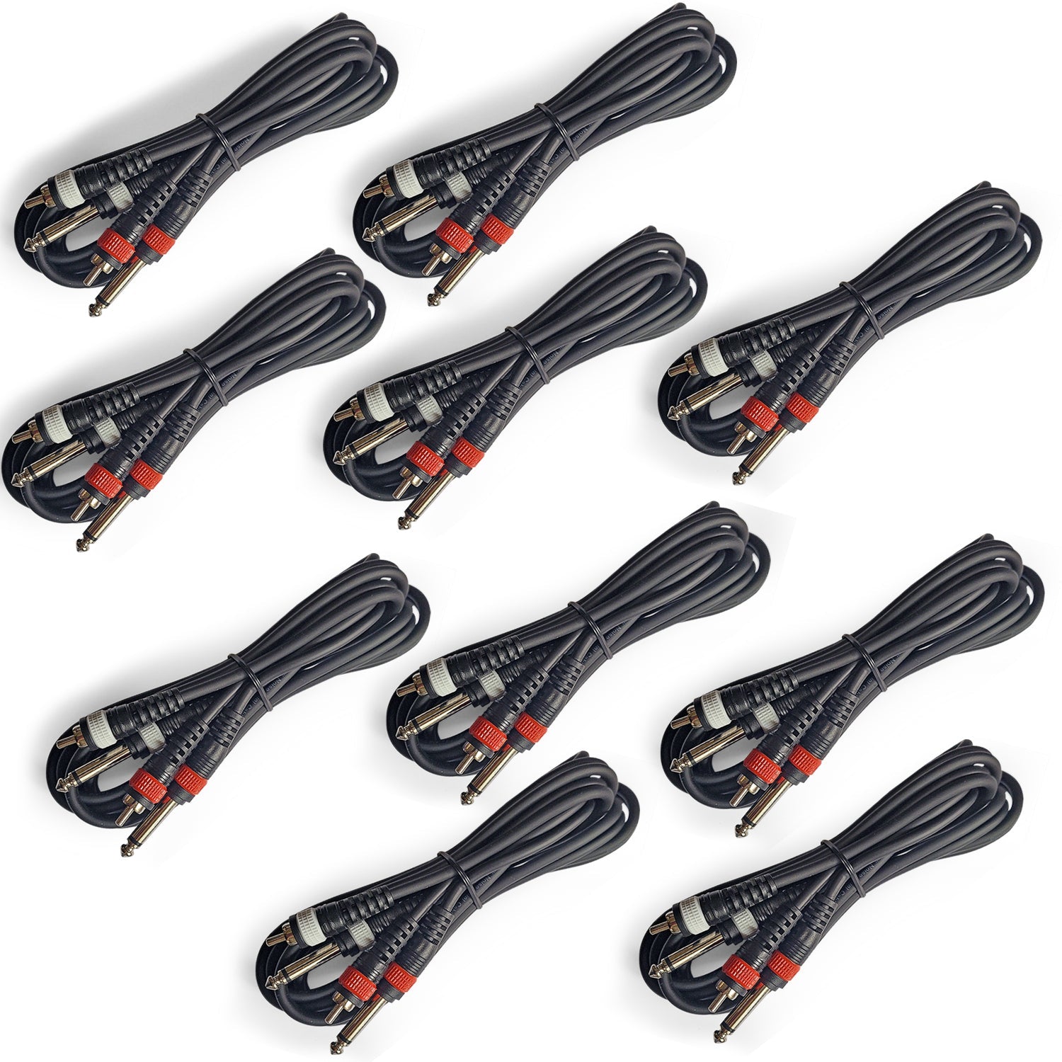 Dual 1/4-Inch TS (Mono) to Dual RCA (Mono) Audio AUX Stereo Cable (3ft)