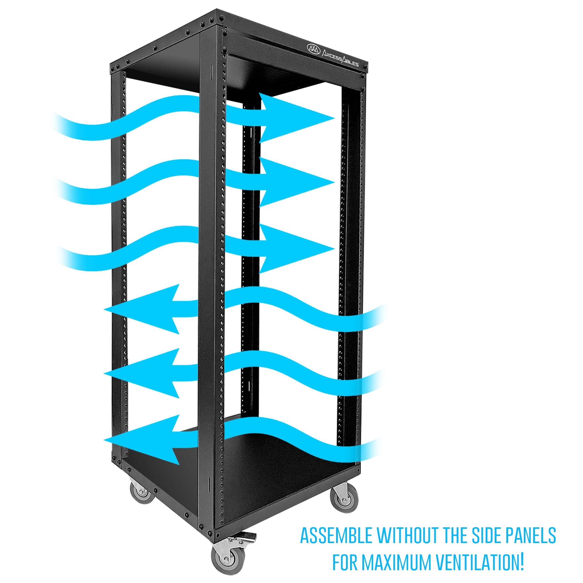 AxcessAbles RK 30U Rack-Mount Cabinet Case w/Caster Wheels (Compatible with US 10-32 (5mm) & European (6mm) Rack Standards.) Rack for AV, DJ, Home Theater, Network, Server, Computer, Electronics