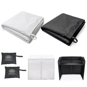 AxcessAbles DJ BOOTH XL Replacement Black & White Scrim Set, Stretch Fabric Facade Cover, Tie-On Scrim for DJ Booth XL Table, Washable Professional DJ Table Booth Cover