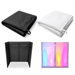 AxcessAbles Replacement White & Black Scrim Set for ES-01X and ES-01XBW DJ Facade Booth, Stretch Fabric Cover, Tie-On Scrim for DJ Booth Table, Washable Professional DJ Facade Scrim
