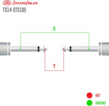AxcessAbles TS14-STS105 Audio Cable -  Unbalanced Interconnect 1/4" in TS to 1/4" in TS ( 5ft)  2PK
