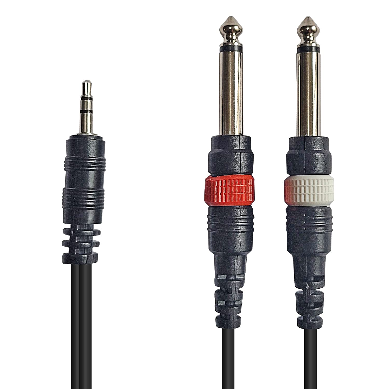 AxcessAbles TRS18-D14TS109 Audio Cable - 3.5 mm TRS to Dual 1/4 in TS Stereo Breakout Cable (10ft)  10PK