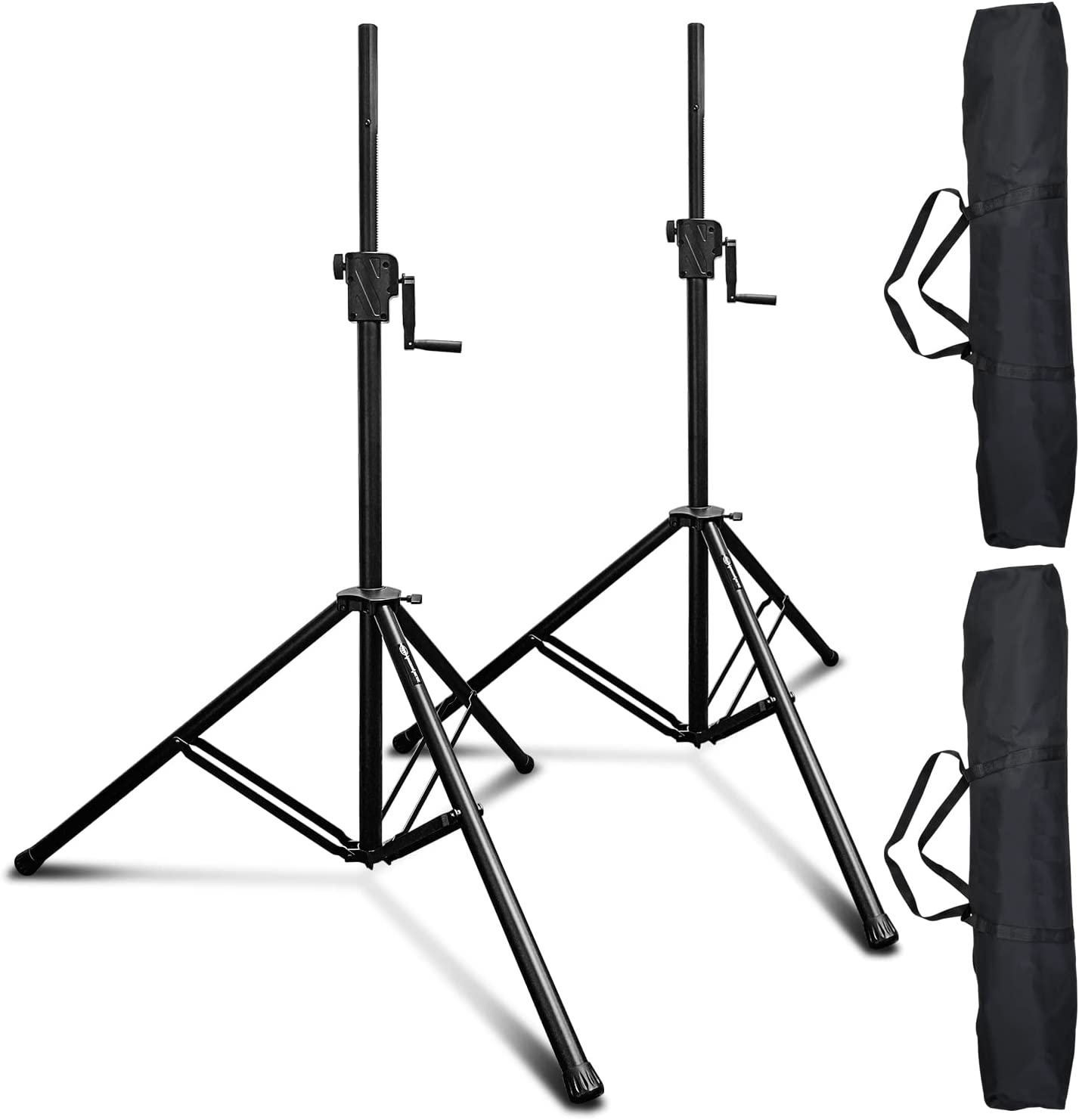 AxcessAbles Heavy-Duty Crank-up DJ Stands with Carry Bag | 175LB Load Capacity per Stand | Crank Up Light Stands | Crank Up DJ Speaker Tripod Stands | Stage Lighting Stands (Crank Stand -2 Pack)