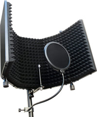 AxcessAbles 6 Inch Dual Layer Nylon Studio Microphone Pop Filter Pop Blocker with 14 Inch Gooseneck and Clamp. (4-Pack)