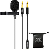 AxcessAbles LAV-C Lavalier Lapel Condenser Clip-On Microphone, Omnidirectional Condenser Mic Voice-overs, Recordings  5PK