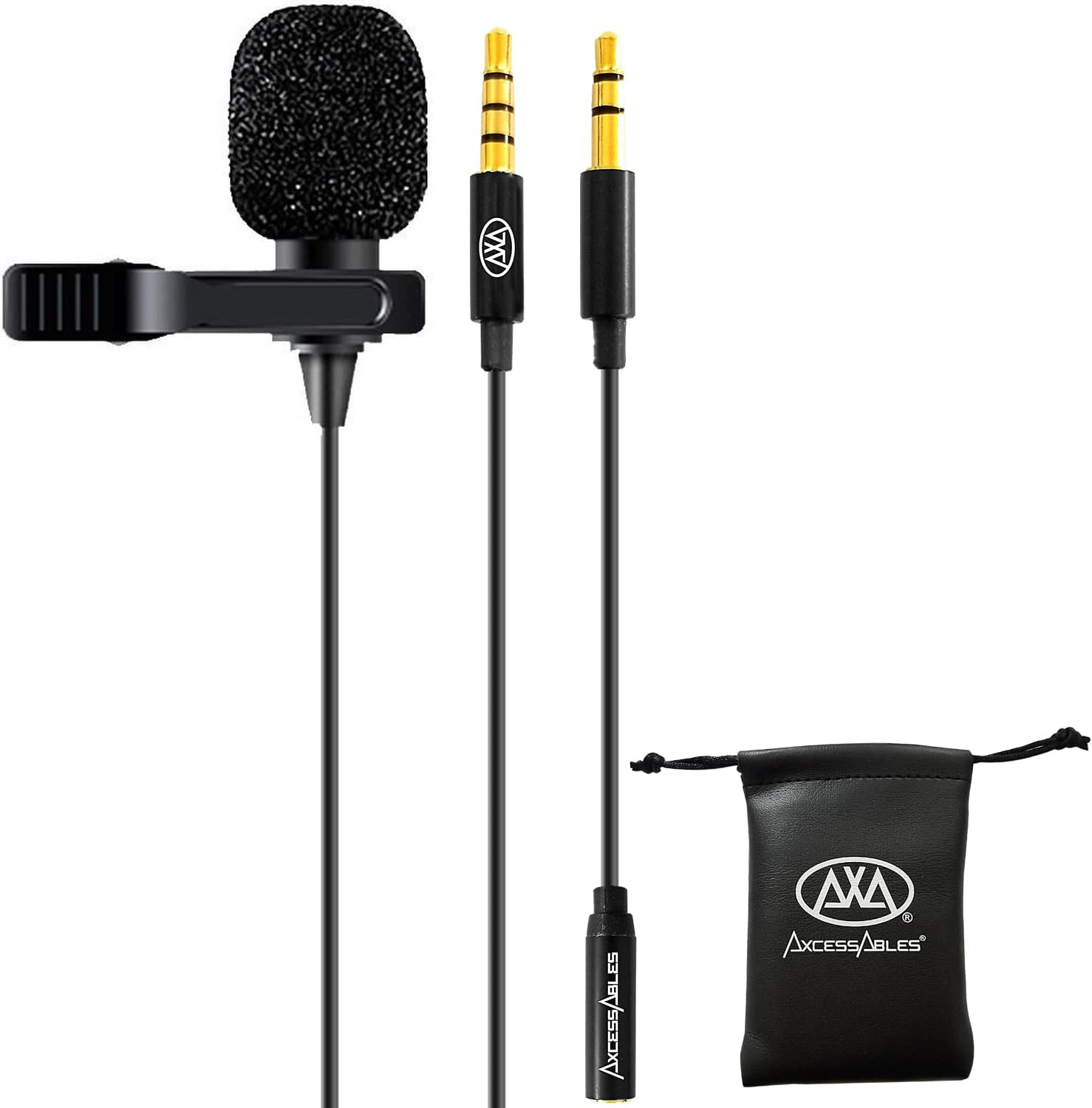 AxcessAbles LAV-C Lavalier Lapel Condenser Clip-On Microphone, Omnidirectional Condenser Mic Voice-overs, Recordings 10PK