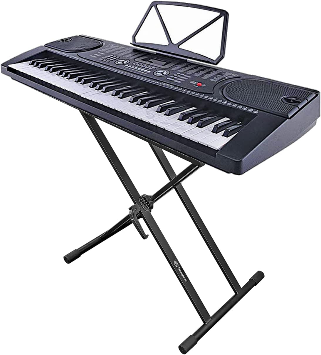 AxcessAbles MTS-01 Portable DJ Table Stand with Double-X Braced Keyboard Stand, Media Table Tray and Carry Bag