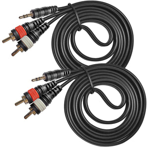 AxcessAbles TRS18-DRCA110 Audio Cable, Stereo 1/8 Inch to Dual RCA Adapter Cable -10ft  2PK