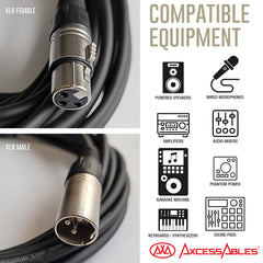 AxcessAbles 50ft XLR Audio Cable 2-Pack