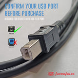 AxcessAbles USB 2.0 A Male to B Male USB Cord (5 feet)  10PK