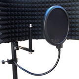 AxcessAbles 6 Inch Dual Layer Nylon Studio Microphone Pop Filter Pop Blocker with 14 Inch Gooseneck and Clamp. (4-Pack)