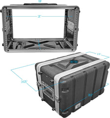 AxcessAbles 6U 8-Inch Depth Shallow Portable Equipment Rack Case | Lightweight DJ Rack Mount Case | Portable Compact Rack-Mount Cases with Retractable Handle (AXCABS6U8)