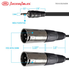 AxcessAbles TRS18-DXLR402M Audio Cable, 3.5 mm Stereo TRS to Dual XLR Male Cable (6.5ft)  2PK