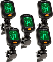 AxcessAbles AT-01A Clip-On Guitar Tuner for Chromatic Guitar Bass Ukulele Violin  5PK
