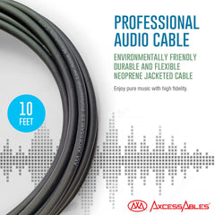 AxcessAbles TRS18-DRCA110 Audio Cable, Stereo 1/8 Inch to Dual RCA Adapter Cable -10ft  5PK