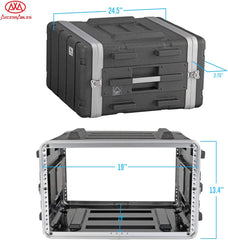 AxcessAbles 6U 19-Inch Depth Portable Equipment Rack Case| Lightweight DJ Rack Mount Case | Portable Compact Rack-Mount Cases with Retractable Handles (ABS6U19)