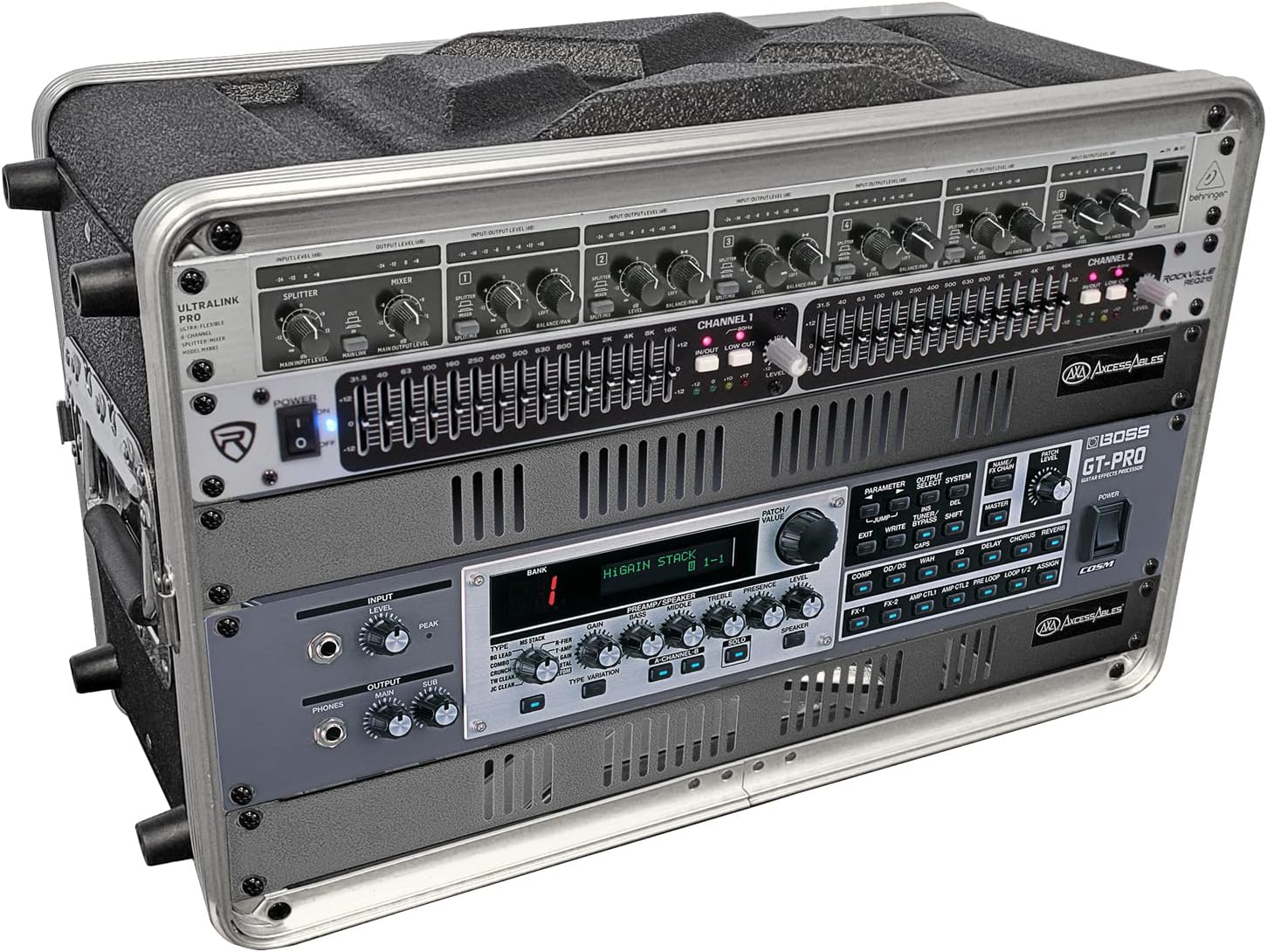 AxcessAbles 6U 8-Inch Depth Shallow Portable Equipment Rack Case | Lightweight DJ Rack Mount Case | Portable Compact Rack-Mount Cases with Retractable Handle (AXCABS6U8)