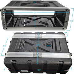 AxcessAbles 3U 8-Inch Depth Shallow Portable Equipment Rack Case | Lightweight DJ Rack Mount Case | Portable Compact Rack-Mount Cases with Retractable Handle (AXCABS3U8)