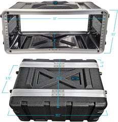 AxcessAbles 4U 8-Inch Depth Shallow Portable Equipment Rack Case | Lightweight DJ Rack Mount Case | Portable Compact Rack-Mount Cases with Retractable Handle (AXCABS4U8)