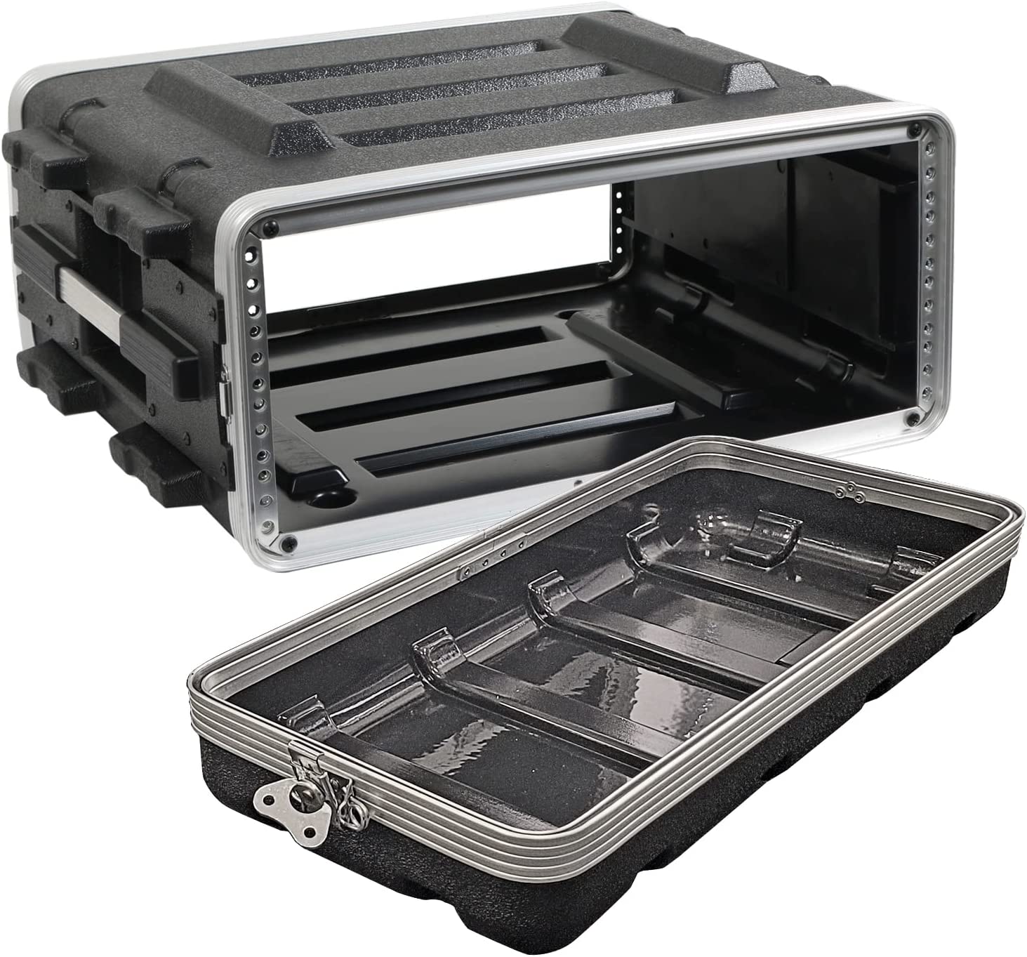 AxcessAbles ABS4U19 4U 19-Inch Depth Portable Equipment Rack Case| Lightweight DJ Rack Mount Case | Portable Compact Rack-Mount Cases with Retractable Handles (ABS4U19)
